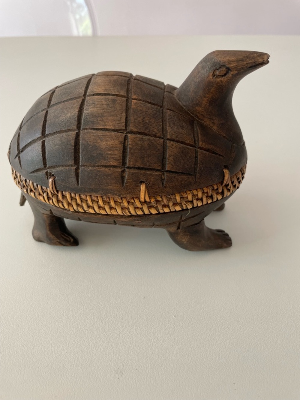 Handcrafted Brown Turtle Trinket Box with Woven Accent - Home Accents from Palau